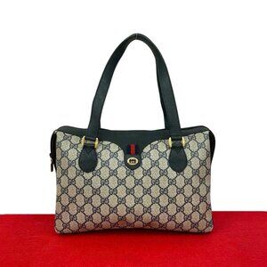 Gucci Vintage Sherry Leather Red Navy X Red